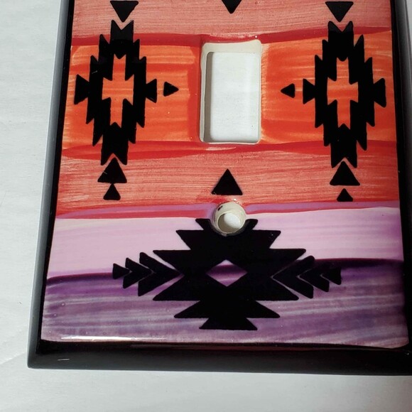 Southwestern Switch Plate Cover Ceramic Purple Orange - Picture 3 of 6